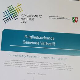 Urkunde Zukunftsnetz Mobilität NRW
